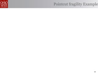 Pointcut fragility Example




                       14
 