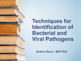 Techniques for
Identification of
Bacterial and
Viral Pathogens
Ambica Bora | BBT1503
 
