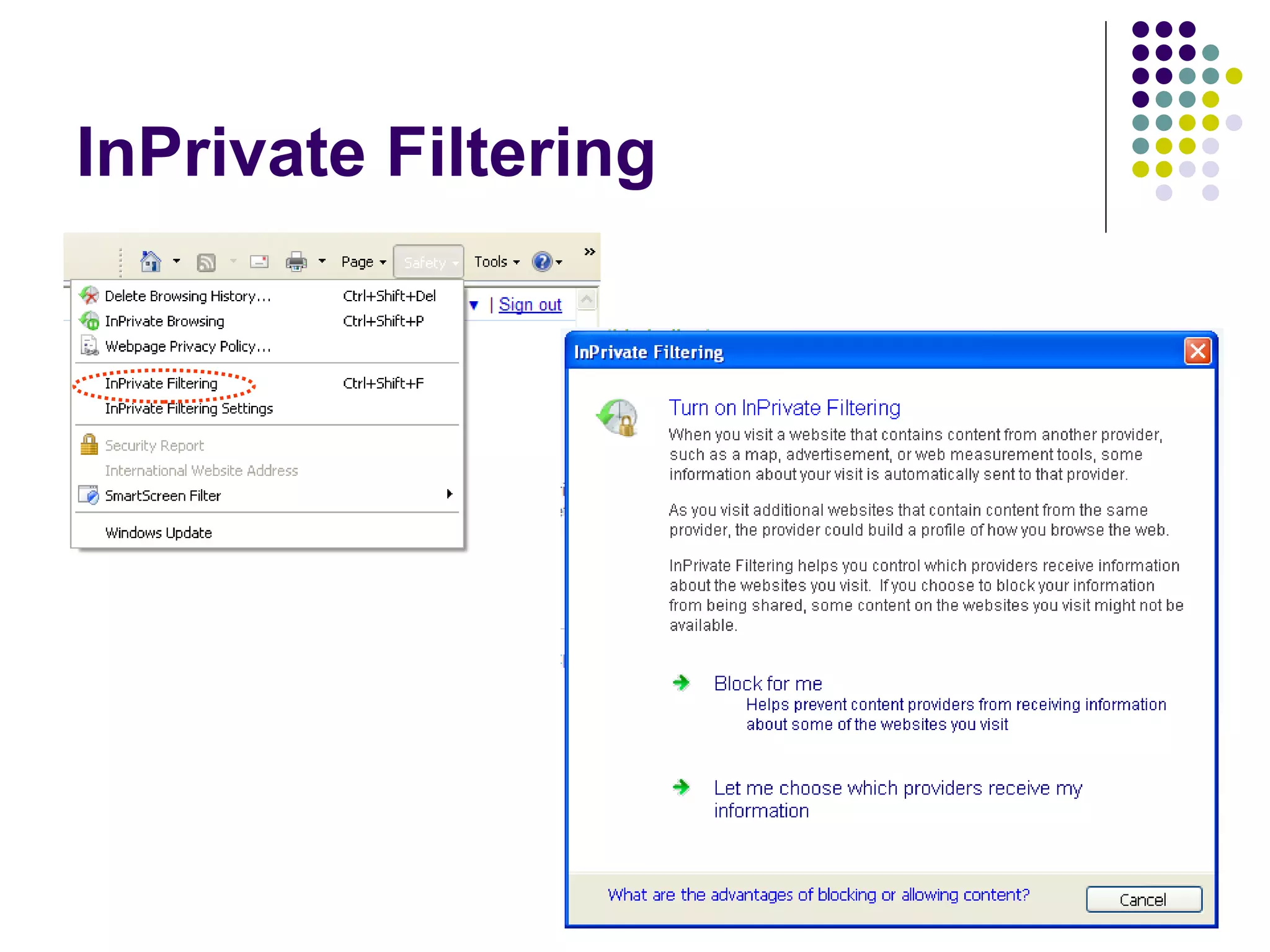 InPrivate Filtering 