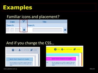 Examples Familiar icons and placement? And if you change the CSS… 
