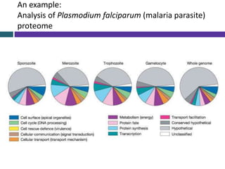 An example:
Analysis of Plasmodium falciparum (malaria parasite)
proteome
 