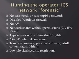 Techniques of attacking ICS systems 