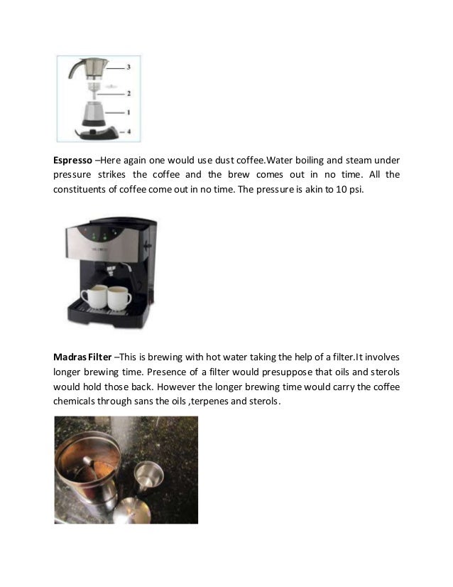 Techniques of brewing coffee and chemical components