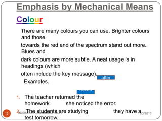 Techniques of emphasizing in written communication 1 | PPTX