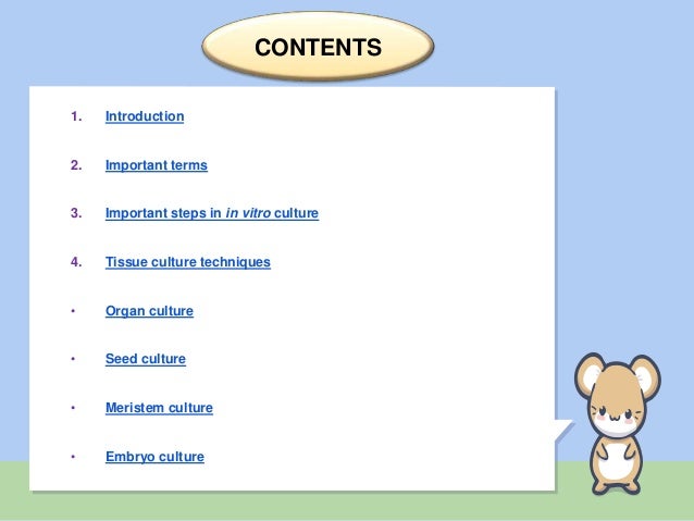Techniques Of In Vitro Culture