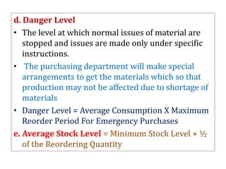 Material Level Techniques of material control | PPTX