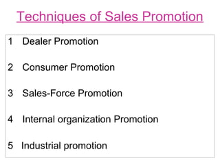 Techniques of sales promotion