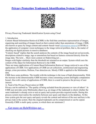 Computer Based Databases Trademarks Techniques Used For Extracting Useful Information From Images | PDF