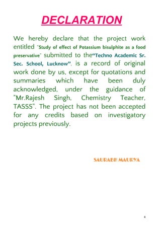 Declaration File Project Class 12 Techno Academic Sr | PDF