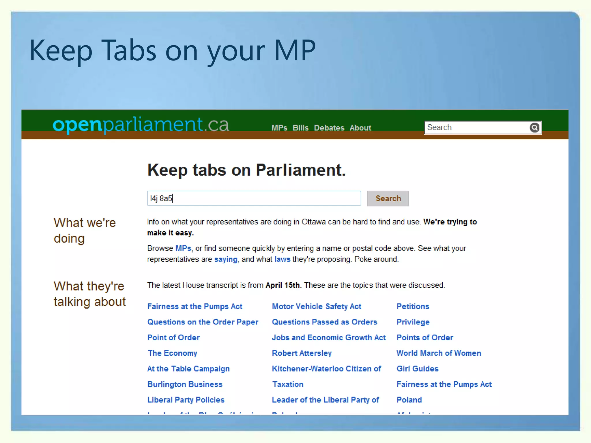 Keep Tabs on your MP