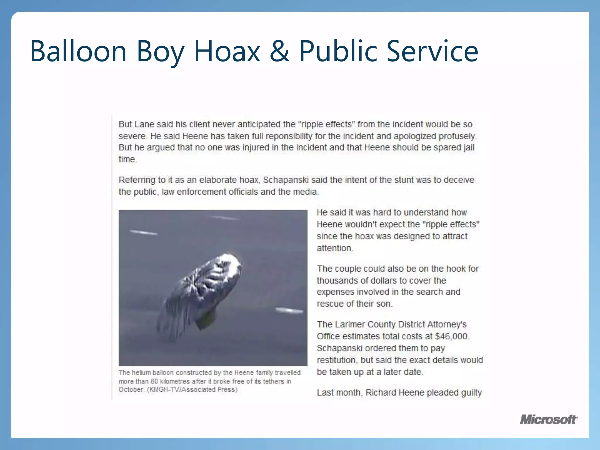 Balloon Boy Hoax & Public Service