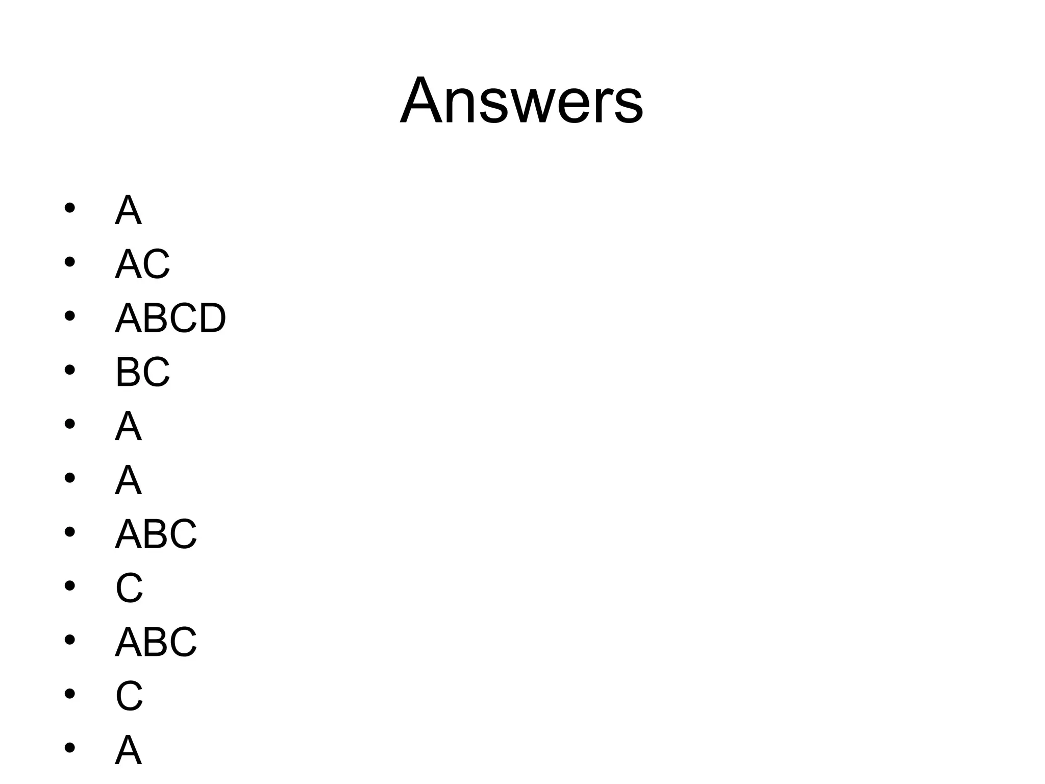 Answers A AC ABCD BC A A ABC C ABC C A F 