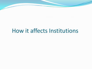 How it affects Institutions
 
