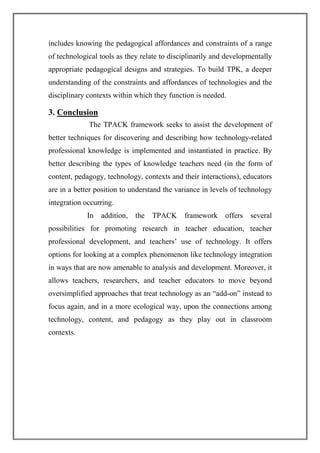 Technological Pedagogical Analysis of Content Knowledgeac | PDF