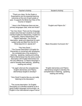 Sample Detailed Lesson Plan