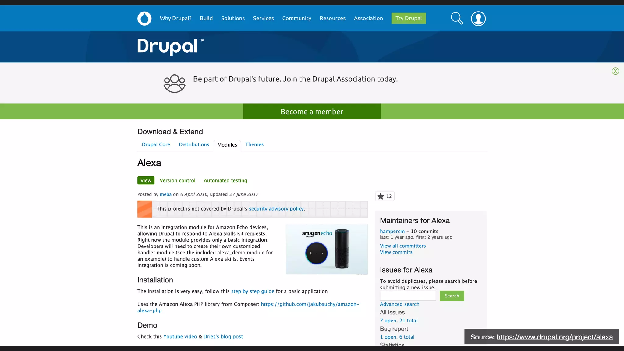 Source: https://www.drupal.org/project/alexa
 