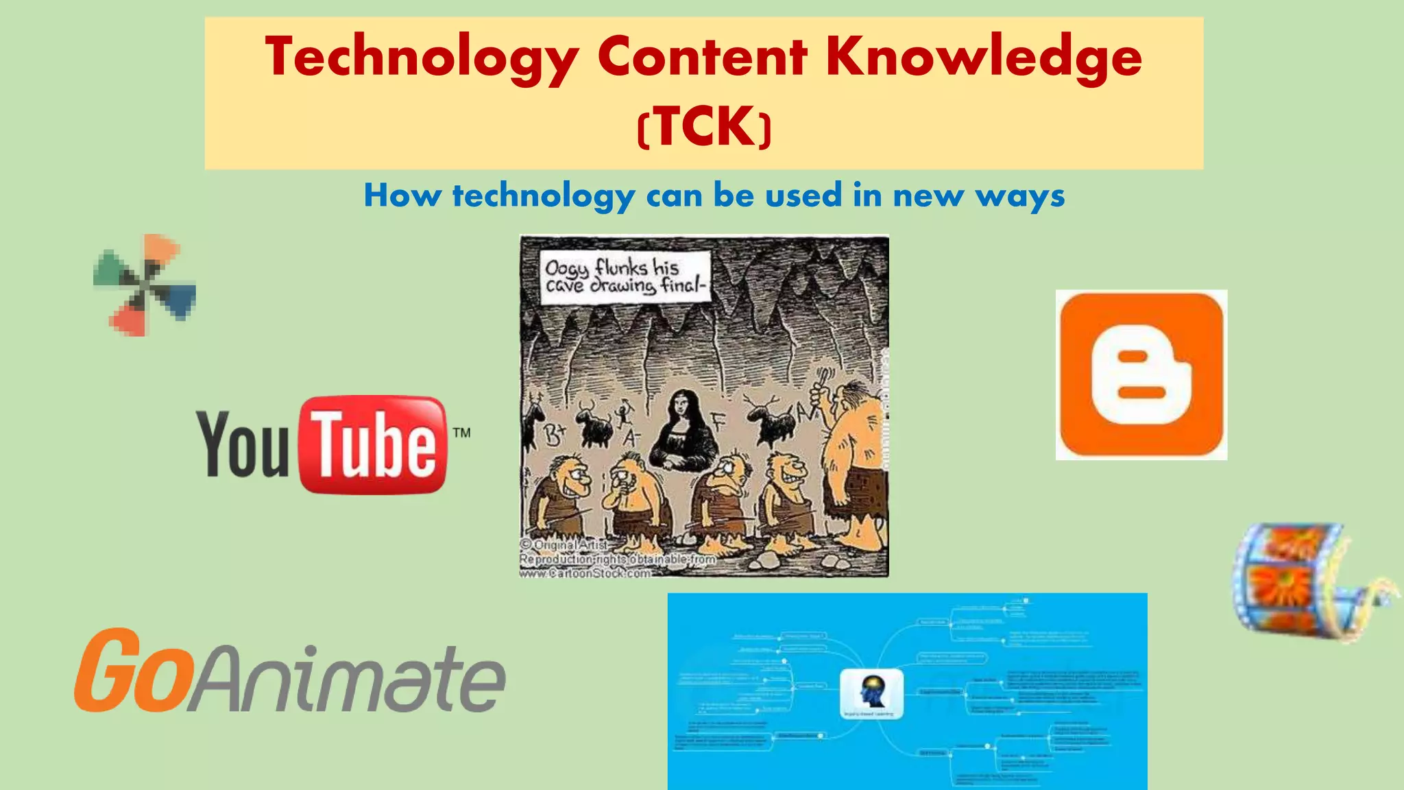 Technology Content Knowledge
(TCK)
How technology can be used in new ways
 