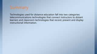 TECHNOLOGIES FOR DISTANCE EDUCATION | PPTX