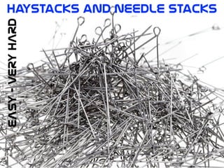 Haystacks  and  Needle  StacksEASY  -  VERY  HARD
 