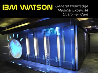 IBM  WATSON General knowledge
Medical Expertise
Customer Care
 