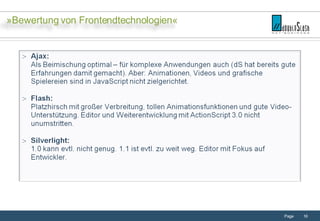 »Bewertung von Frontendtechnologien« 