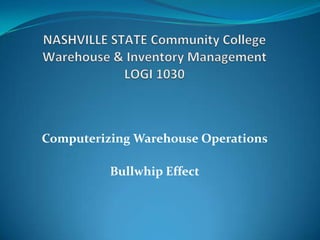 Computerizing Warehouse Operations

          Bullwhip Effect
 