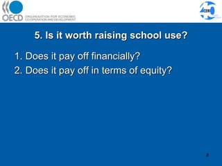 5. Is it worth raising school use? Does it pay off financially? Does it pay off in terms of equity? 
