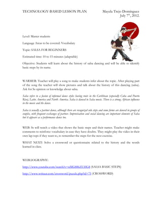 TECHNOLOGY-BASED LESSON PLAN                                                 Mayela Trejo Domínguez
                      ...