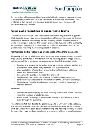 Technology based note-taking strategies for disabled students, June ...