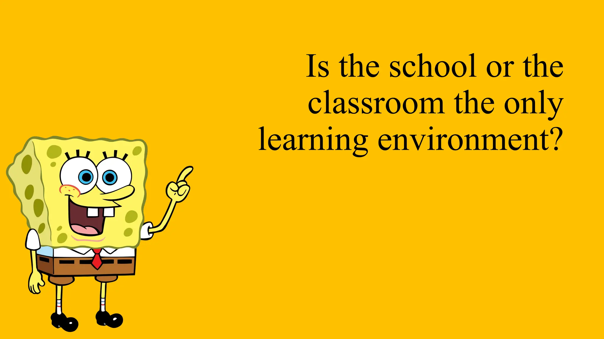 Is the school or the
classroom the only
learning environment?
 