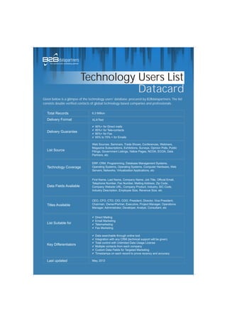 Technology uers list datacard