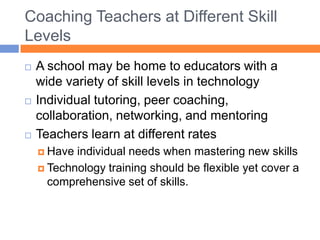Why teachers aren’t using technologyIntimidationStudents know how to use it better than they doLack of preparation No prior knowledge of programsFear of programs not operating
