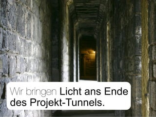 Wir bringen Licht ans Ende
des Projekt-Tunnels.
 