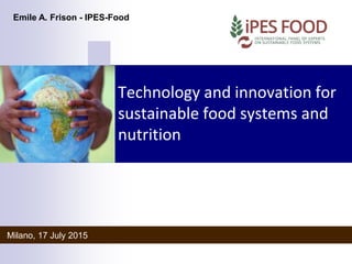 Technology and Innovation for Sustainable Food Systems and Nutrition | PDF