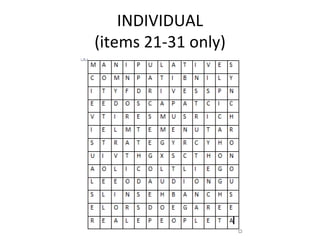 INDIVIDUAL (items 21-31 only) 