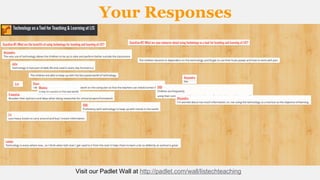 Your Responses

Visit our Padlet Wall at http://padlet.com/wall/listechteaching

 