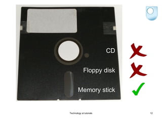 CD


             Floppy disk


        Memory stick


Technology at tutorials        12
 