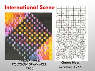 FRIEDER NAKE
POLYGON DRAWINGS,
1965
Georg Nees
Schrotter, 1965
International Scene
 
