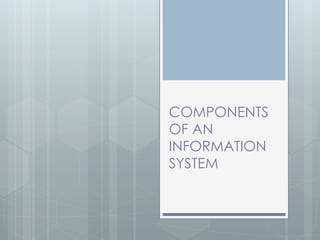COMPONENTS
OF AN
INFORMATION
SYSTEM
 