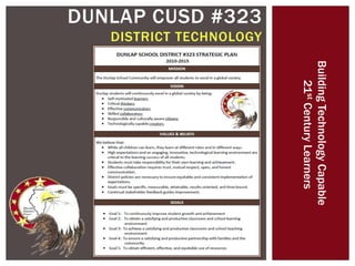 DUNLAP CUSD #323
DISTRICT TECHNOLOGY
BuildingTechnologyCapable
21stCenturyLearners
 