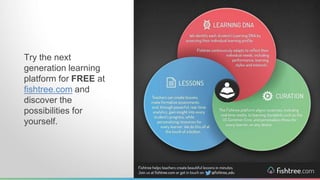 Try the next 
generation learning 
platform for FREE at 
fishtree.com and 
discover the 
possibilities for 
yourself. 
