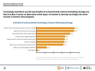 12
SPONSORED BY
STRATEGY & OPINIONS
Technology marketers say the top benefits of a documented content marketing strategy a...
