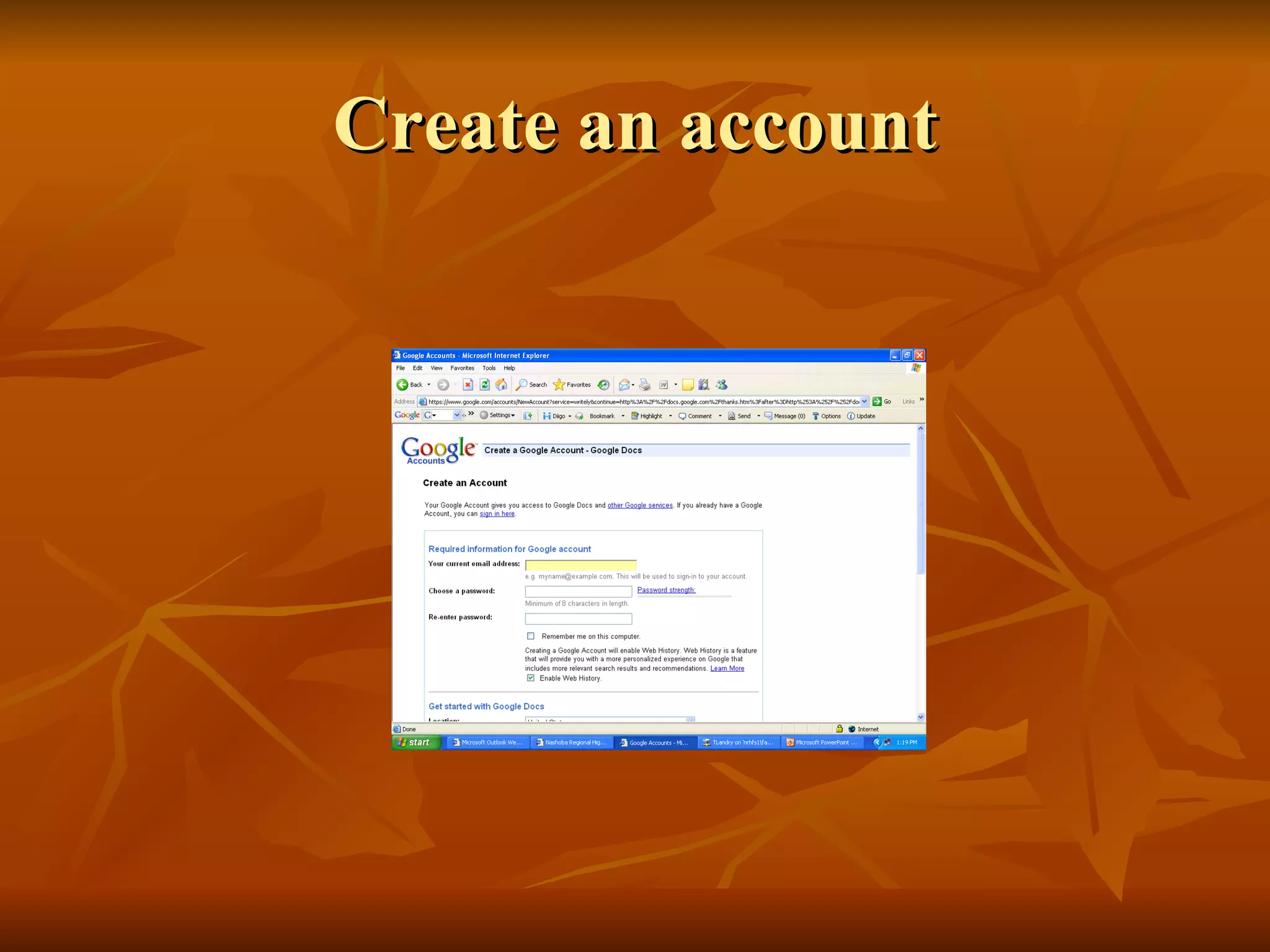 Create an account 