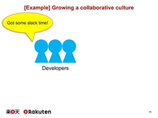 71
[Example] Growing a collaborative culture
Developers
Got some slack time!
 