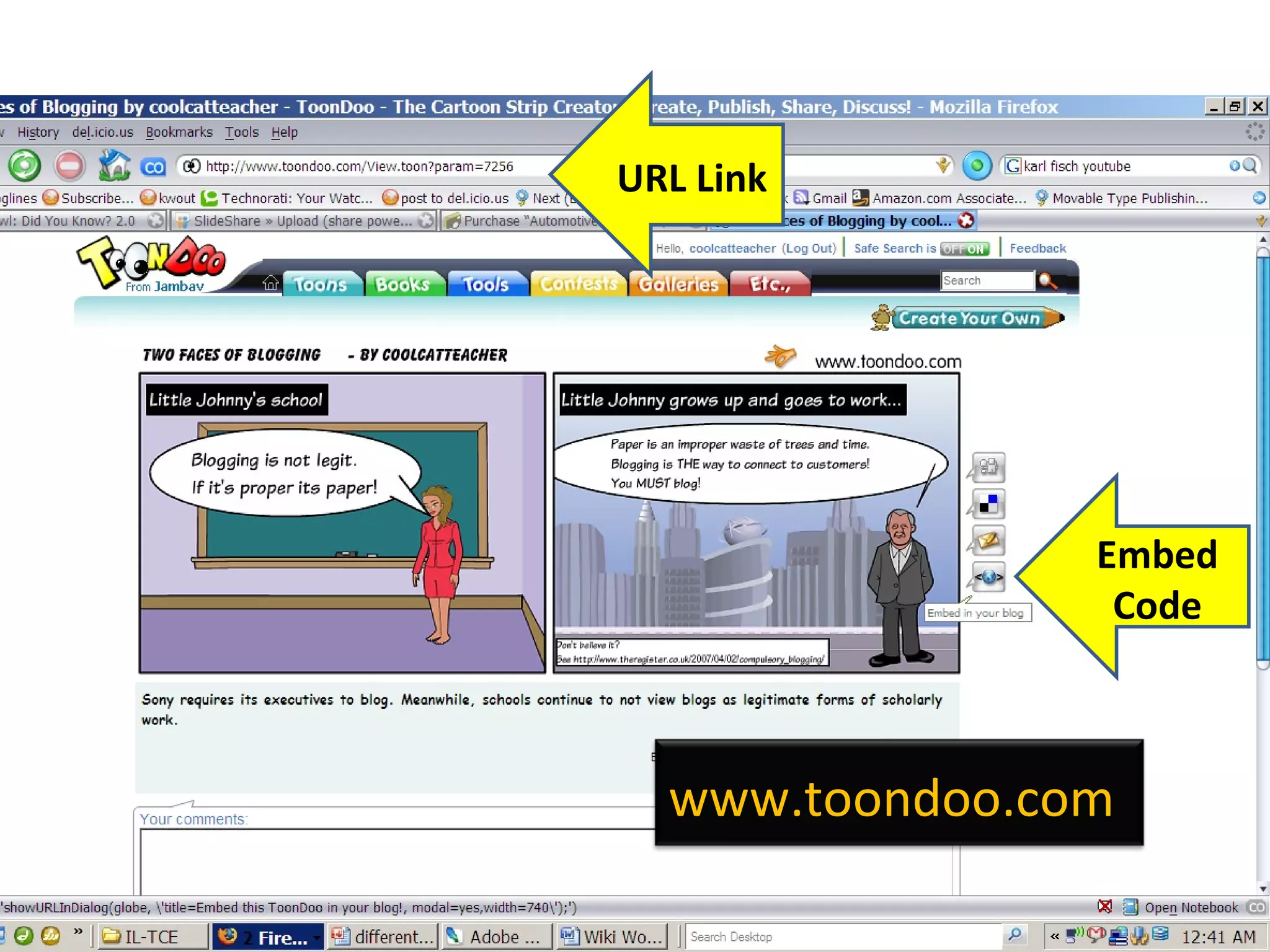 Embed Code URL Link www.toondoo.com 