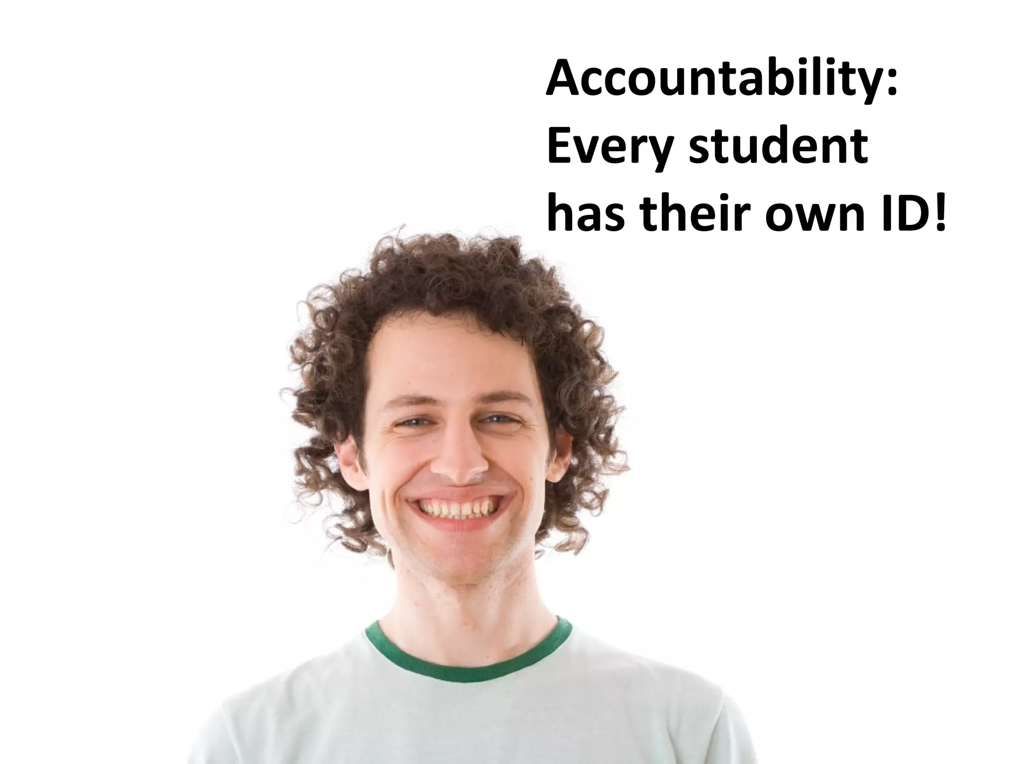 Accountability: Every student has their own ID! 