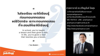 ศาสตราจารย ดร.ปรัชญนันท นิลสุข
ภาควิชาครุศาสตรเทคโนโลยีและสารสนเทศ
คณะครุศาสตรอุตสาหกรรม
มหาวิทยาลัยเทคโนโลยีพระจอมเกลาพระนครเหนือ
081-7037515 LINE : prachyanun
prachyanunn@kmutnb.ac.th
http://www.facebook.com/prachyanun
http://www.prachyanun.com
 