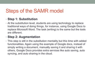 TPACK in 2 minutes 
Content Knowledge: 
This is the subject matter that is being taught such as Japanese, music, 
physics etc. It's the what. 
Pedagogical Knowledge: 
This is the how - the tools or methodologies teachers use in their 
teaching and learning program such as direct instruction, inquiry based 
teaching, group discussion, debate etc. 
Technological knowledge: 
This is the partner. It looks at the digital tools (iPad apps, Smart boards 
etc. ) that teachers can use to make content accessible to students 
These three elements also overlap. 
 