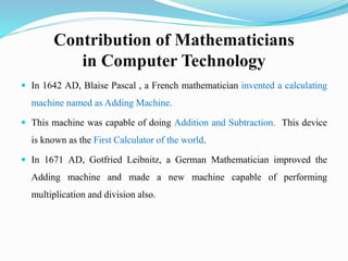 Mathematician Technology Technology in maths and maths in technology | PPTX