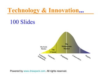 Technology & Innovation ... 100 Slides Technology Enthusiasts Visionaries Pragmatists Conservatives Skeptics The Chasm The Mainstream Market The Early Market Powered by  www.drawpack.com . All rights reserved. 